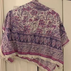 Purple and white patterned scarf